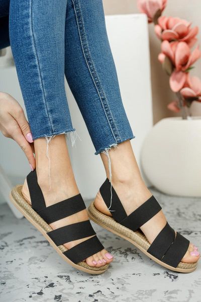

sandals stripe female women's women shoes 2021 summer, Black