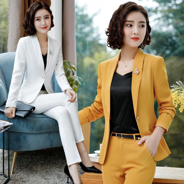 

work dresses women's dress suit for full sleeve blazer sleeveless 2 pieces set businesss female skirt suits & sets, White;black