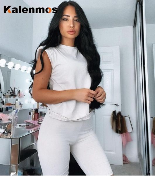 

women's tracksuits 2 piece sets women kalenmos homewear casual tshirt gym biker shorts sports sleepwear pajamas lounge wear streetwear, Gray