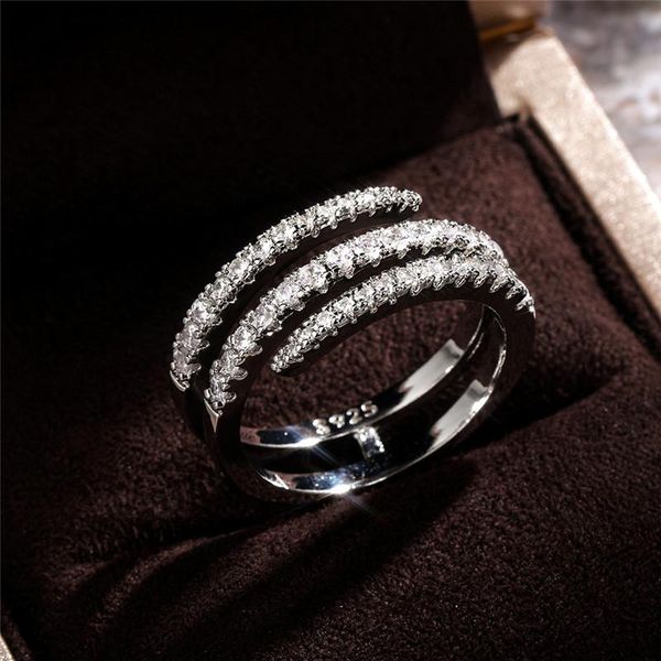 

cluster rings vagzeb fashion 925 sterling silver cross finger for women shiny cz stone party bridal statement jewelry, Golden;silver