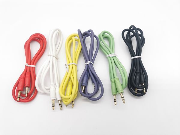 3,5-mm-Dual-Stecker-AUX-Audiokabel 1 m Makronen-Silikonkabel über DHL 500+