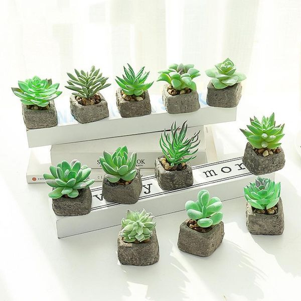 

decorative flowers & wreaths small bonsai stone flowerpot simulation succulents artificial plant potted fake flower for home deskgreenin