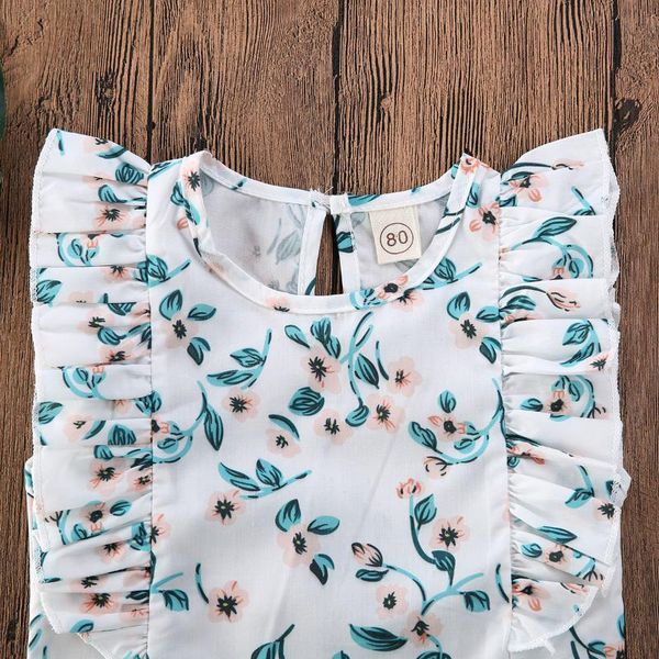 

clothing sets 1-5years cute toddler summer kid baby girls flower sleeveless high waist green bandage shorts 2pcs outfit, White