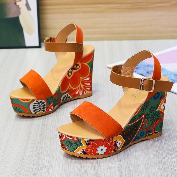 

fashion trifle bottom wedge flower lady sandals, Black