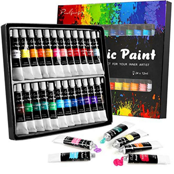 

12ML Professional Acrylic Paint Set for Drawing 12/24 Colors Waterproof Fabric Paints Wall Pigment Set Art Supplies for Kid DIY, 12 colors