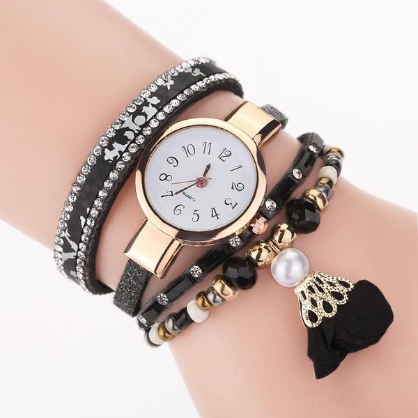 

wristwatches woweinie women watches ladies watch vintage water drop pendant bracelet dial analog quartz wrist for, Slivery;brown