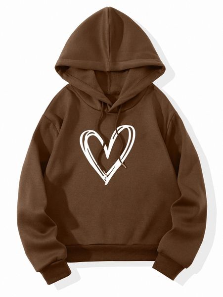 

heart print drawstring hoodie i1hx#, White;black