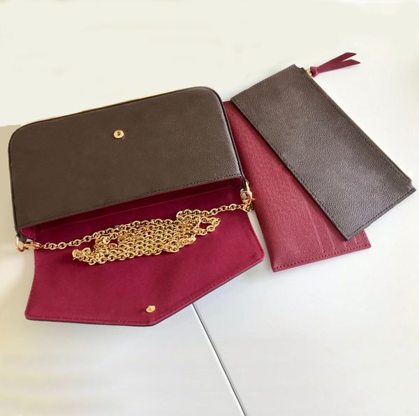 

luxury designer handbags shoulder bag messenger fashion ladies leather belt metal decorative chain multifunctional three-piece wallet small, Red;black