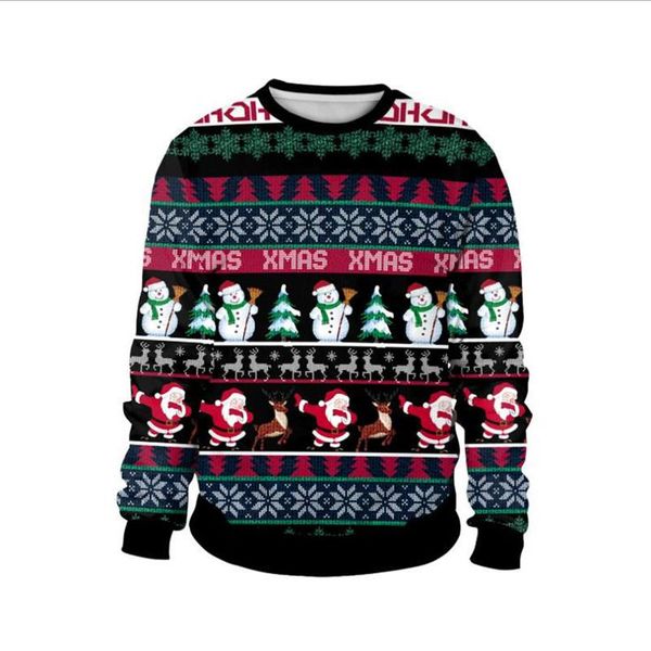 

men's sweaters men women christmas ugly jumpers couple 3d snowman reindeer santa print funny holiday party xmas sweatshirt, White;black