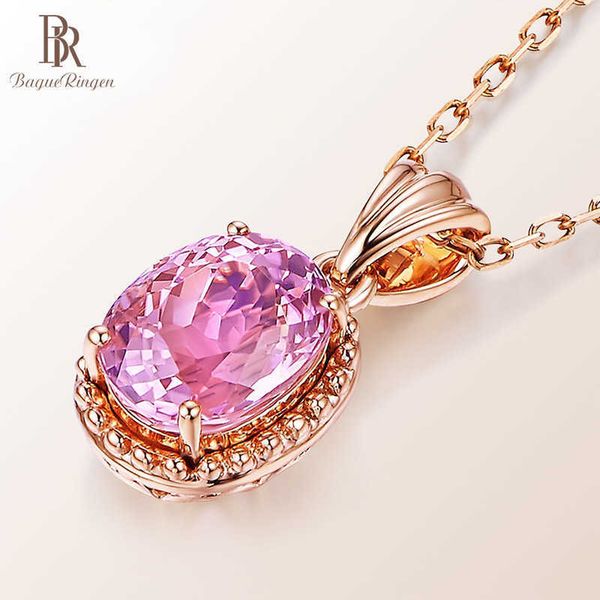 

designer necklace bague ringen silver 925 jewelry oval shaped pink tourmaline pendant for women rose gold color sweet dating geometry gif