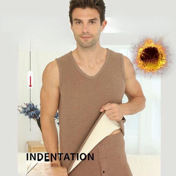 

men' tank men 2021 autumn winter warm sleeveless male cashmere thicken slim tanks thermal underwear solid vest w668, White;black