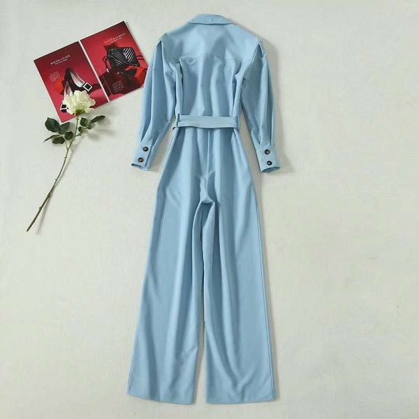 

jumpsuits jumpsuits & rompers autumn fashion style women turn-down collar chest pocket button deco long sleeve casualblue jumpsuits, Black;white