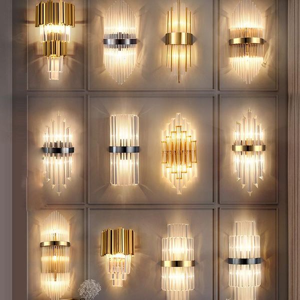 

wall lamps chrome silver gold crystal designer led lamp light sconce for bedroom
