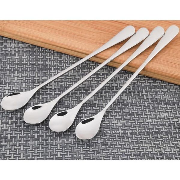 

flatware sets 2pcs/lot kitchen stainless steel long handle coffee spoon mixing spoons ice cream dipper sugar dessert cocktail soup ladle
