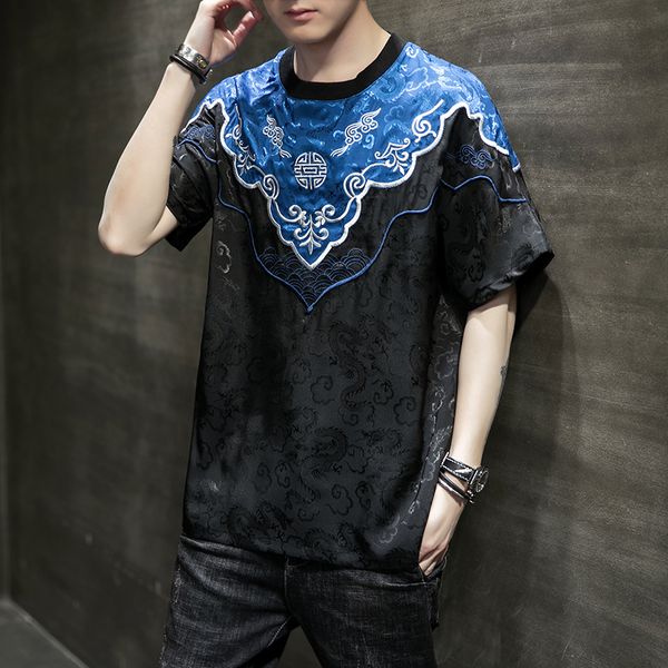 

chinese dragon shirt oversized men t shirt hip-hop t-shirt o-neck summer china male causal tshirts 5xl fashion loose tees 10951, Red