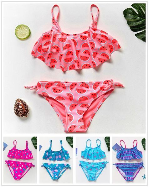 

1~12y girls swimsuit two pieces swimwear kids bikini set biquini infantil lovely beach wear-st108mix one-piece suits