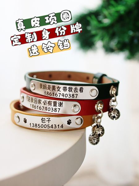 

cat collar brand pet tag anti lost bell dog id card lettering