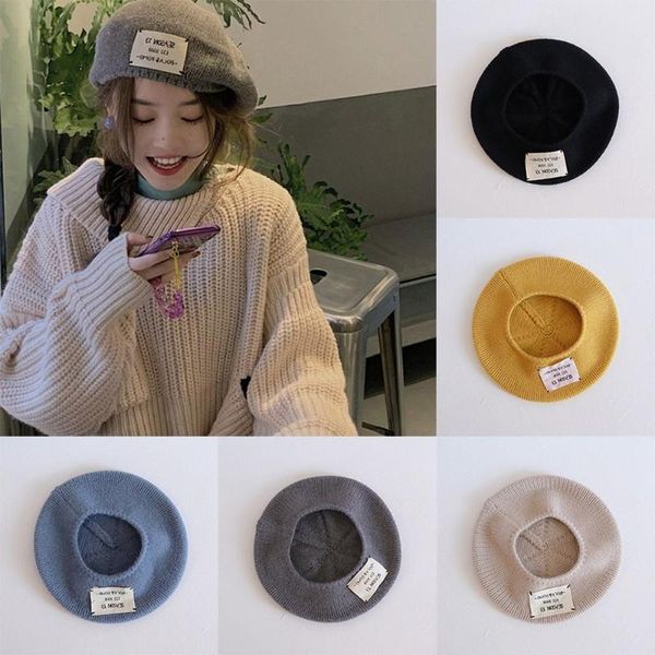 

beanies autumn and winter banner female letter knitting berets hat wool