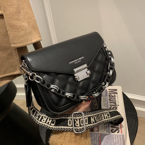 

Design handbag Bags women's new 2021 messenger single Korean lock small square Bag Fashion wide shoulder belt chain Y7TD