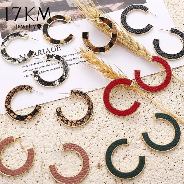 

vintage geometric leather earrings for women fashion snake pattern leopard print circle female party jewelry stud, Golden;silver