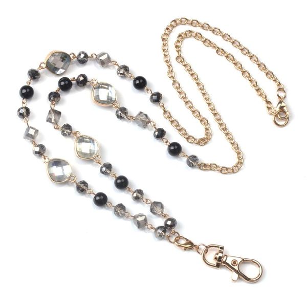 

chains 1 set lanyard sweater necklace long silver color round imitation pearl for hang work cards keys id neck chain jewelry