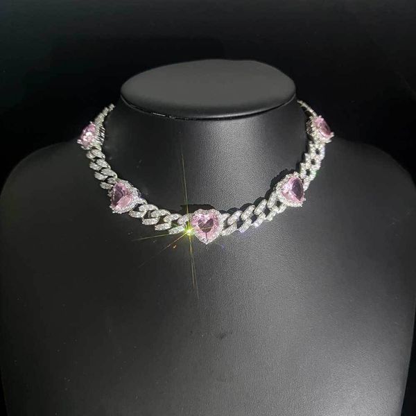 

luxury designers 10mm3 5 peach heart necklaces, single row hip hop necklaces with copper and zircon xmas gifts, Black