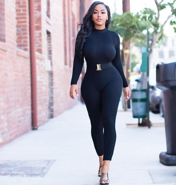 

women's jumpsuits & rompers women high waist slim jumpsuit long sleeve sashes backless romper casual night club plus size, Black;white