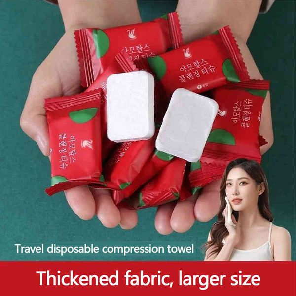 20 pçs / pacote descartável toalha de viagem face comprimida tablet compacto mini wipes molhado guardanapo de guardanapo gusset 211221