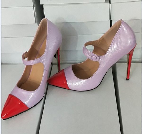 

handmade real pictures womens stiletto high heels dress shoes mary janes patchwork leather pointed-toe evening party prom fashion court pump, Black
