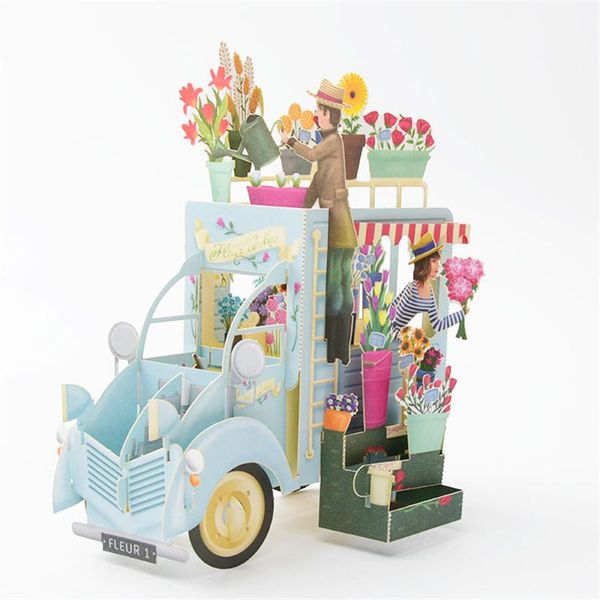 

greeting cards birthday card 3d up car of flower happy anniversary invitation praty handicraft decoration