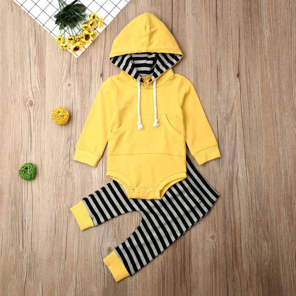 

2021 children and boys' suit cotton sweater + striped pants two piece hoodie, White