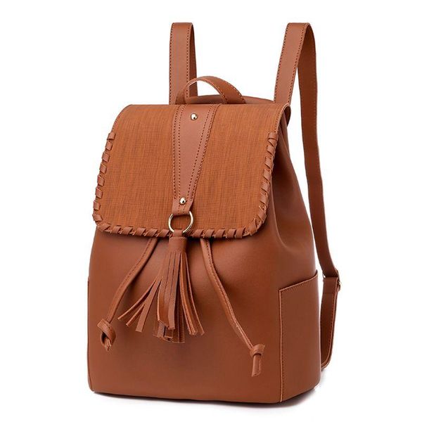 

outdoor bags fashion tassel backpack shoulder bag women pu leather daypack for teenager girls
