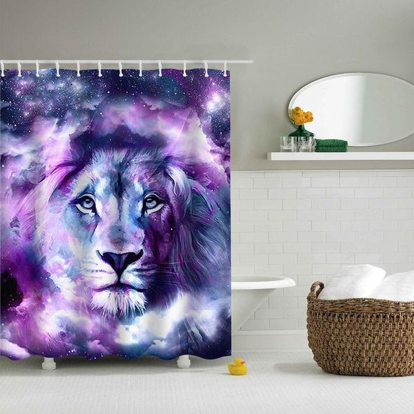 

shower curtains cute blue lion printed frabic waterproof polyester curtain bathroom 10 with hooks tende