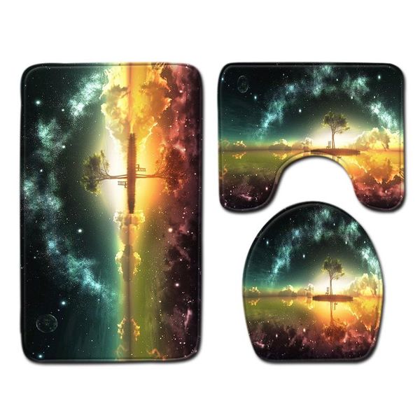 

bath mats starry sky toilet three-piece set floor mat bathroom rug decor