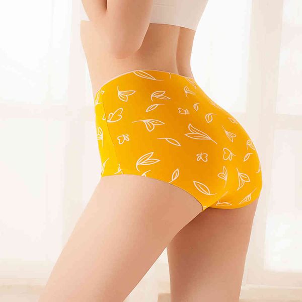 

cotton female seamless printing abdomen panties comfortable hip lift briefs women's high waist underwear, Black;pink
