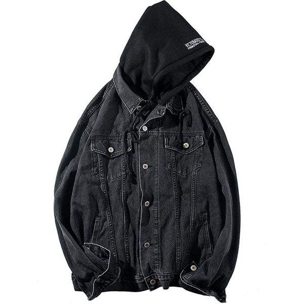 

men's jackets denim jacket hooded single breasted pocket decoration washable solid spring autumn male coat, Black;brown