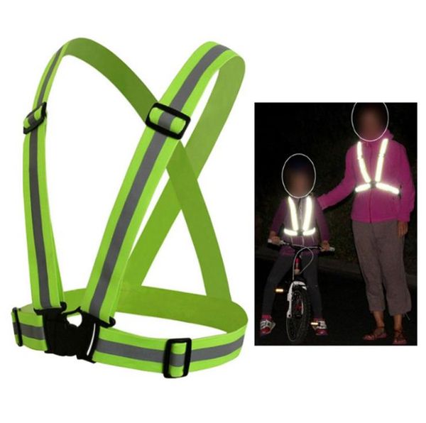 

adjustable men wome suspenders reflective vest safety security tape high visibility gear stripes for hiking running bicycle walking 4x1.5cm, Black;white