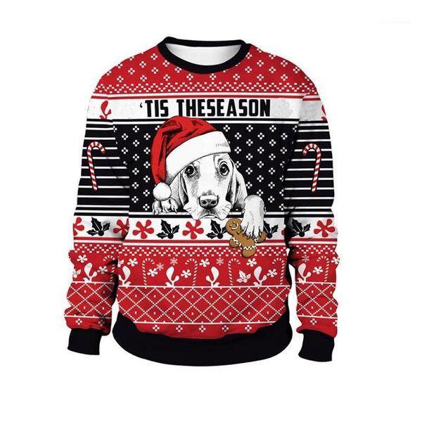 

men's sweaters ugly christmas sweater men women funny pullover dog xmas jumper couple crew neck holiday sweatshirt, White;black