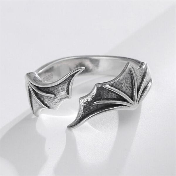 

zool memory retro demon vleermuis vleugels 925 sterling zilver vrouwelijke resizable opening ringen sri993, Slivery;golden