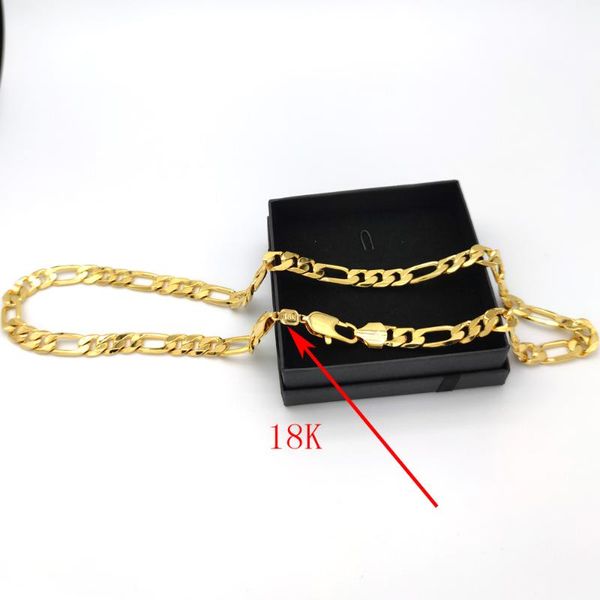 

pendant necklaces men's necklace real 18 k stamp solid gold fine authentic finish ltalian figaro link chain 10 mm 24 inch, Silver