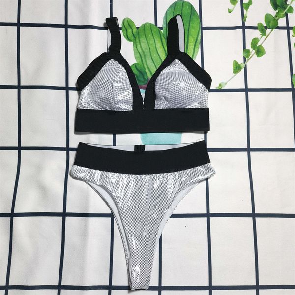 

laser bikini set micro swimsuit women push up bikini jelly color swimwear halter bandage bathing suit