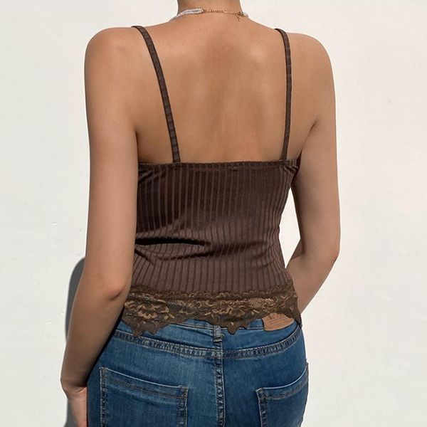 

women's tanks & camis v-neck retro brown lace summer short, White