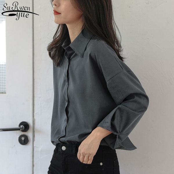 

autumn winter fashion loose women shirts ol style single-breasted full sleeve shirt blouses female 13152 210427, White