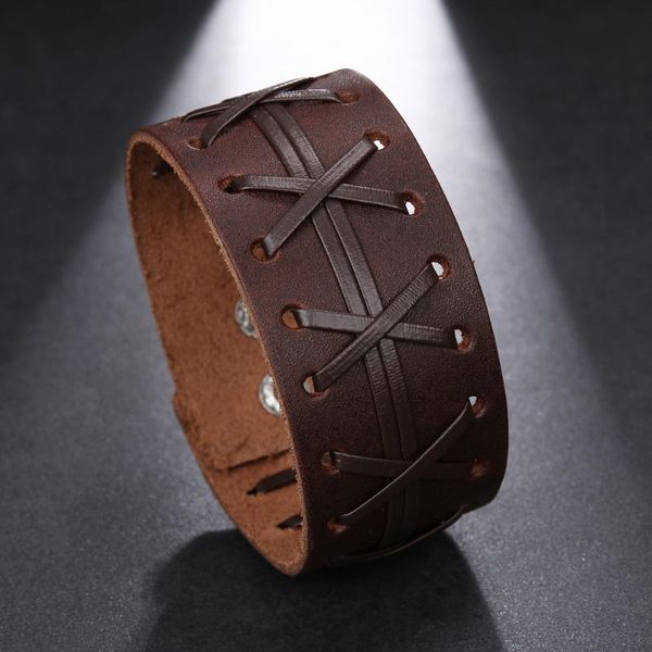 

fashion jewelry vintage hand-woven x letter leather bracelet men's charm cuff wrist width length adjustable bracelets, Golden;silver