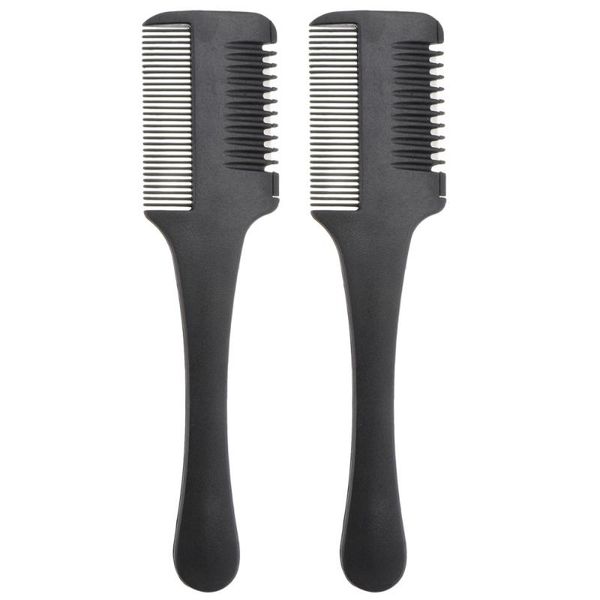 

hair brushes 2pcs cutter comb double edge razor trimmer blades thinning diy styling, Silver