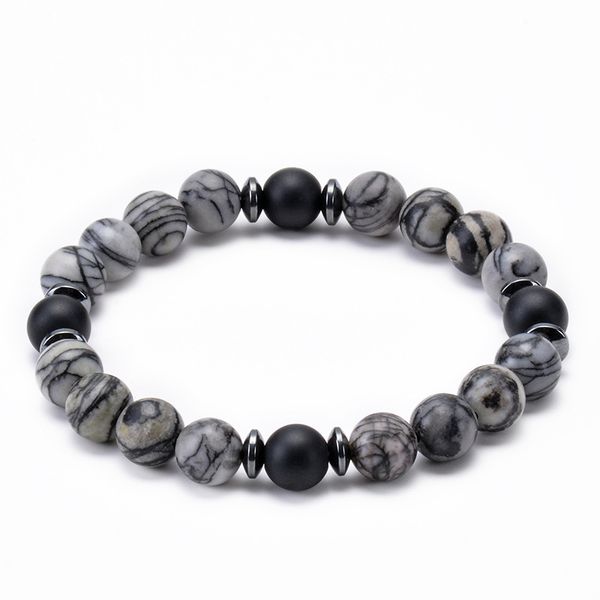 Moda Frisada Frontadas Amantes Pulseira Jóias De Designer para Mulheres Presente Lava Rocha Hematita Tigre Olho Branco Turquesa Fosco Pedra Red Yoga Bangles Homens Braceletes