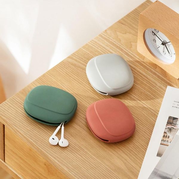 

wired earphone storage bag portable silicone earbud data cable high-quality organizer box headphone bags