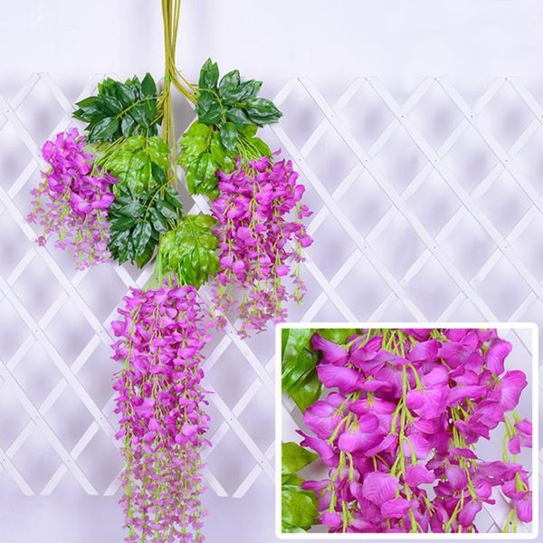 

12pcs/set wedding decor artificial silk wisteria flower vines hanging rattan bride flowers garland for home garden el decorative & wreaths