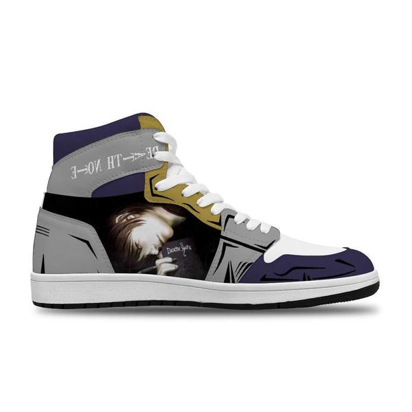 

2021 japanese anime death note diy customized sports non-slip leisure shoes for men's fashion sneakers high basketball shoes non slip