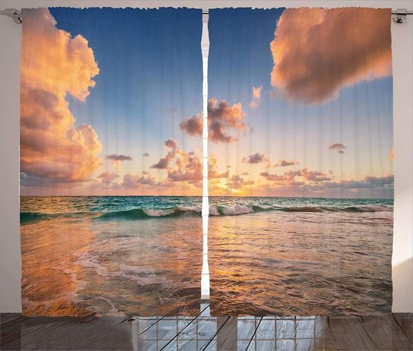 

curtain & drapes clouds curtains sunrise over tropical exotic caribbean sea ocean landscape relax rest calm theme window for kids room